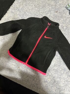 Nike Kids Black Fleece Jacket with Pink Trim